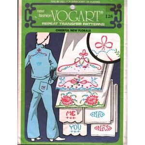 Vintage Vogart 128 Repeat Transfer Patterns Cheerful New Florals Embroidery‎ DIY